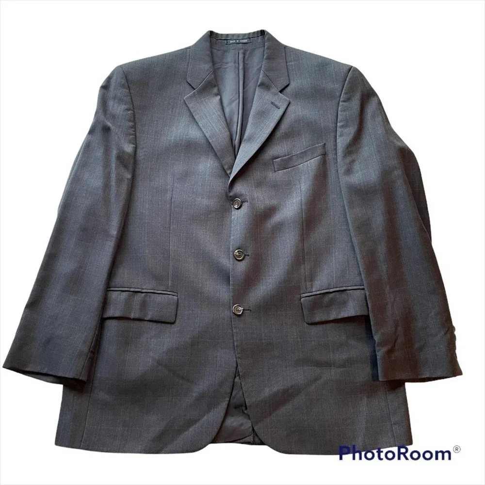 Ralph Lauren Suit Jacket Vest Blazer 2pc Sport Coat Navy Blue Size 43R Plaid